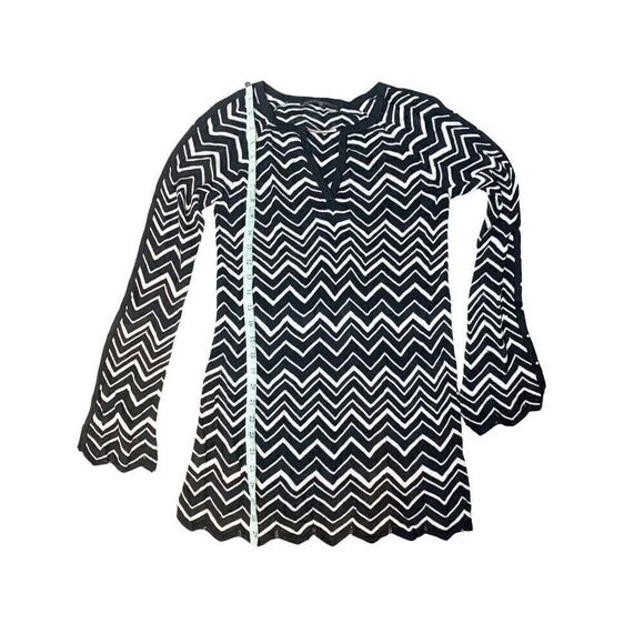 White House Black Market Bell Split Sleeve Chevron Stitch Tunic Sweater Size S - Picture 12 of 12